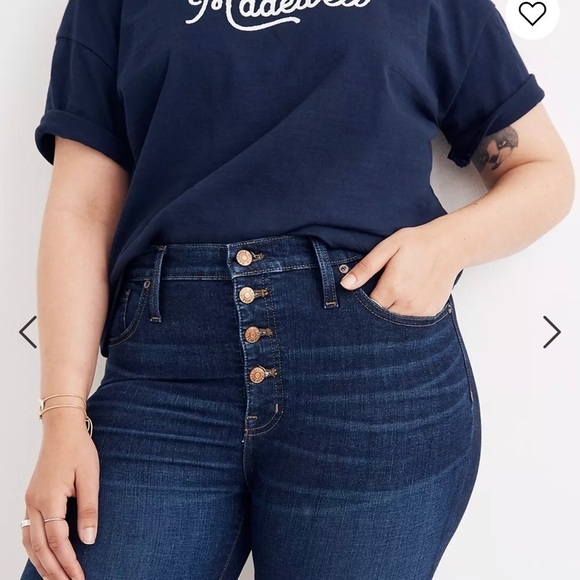 Madewell Jeans Women’s Plus Size 37 9" Mid Rise Skinny Button Fly Blue Dark Wash - Picture 2 of 9